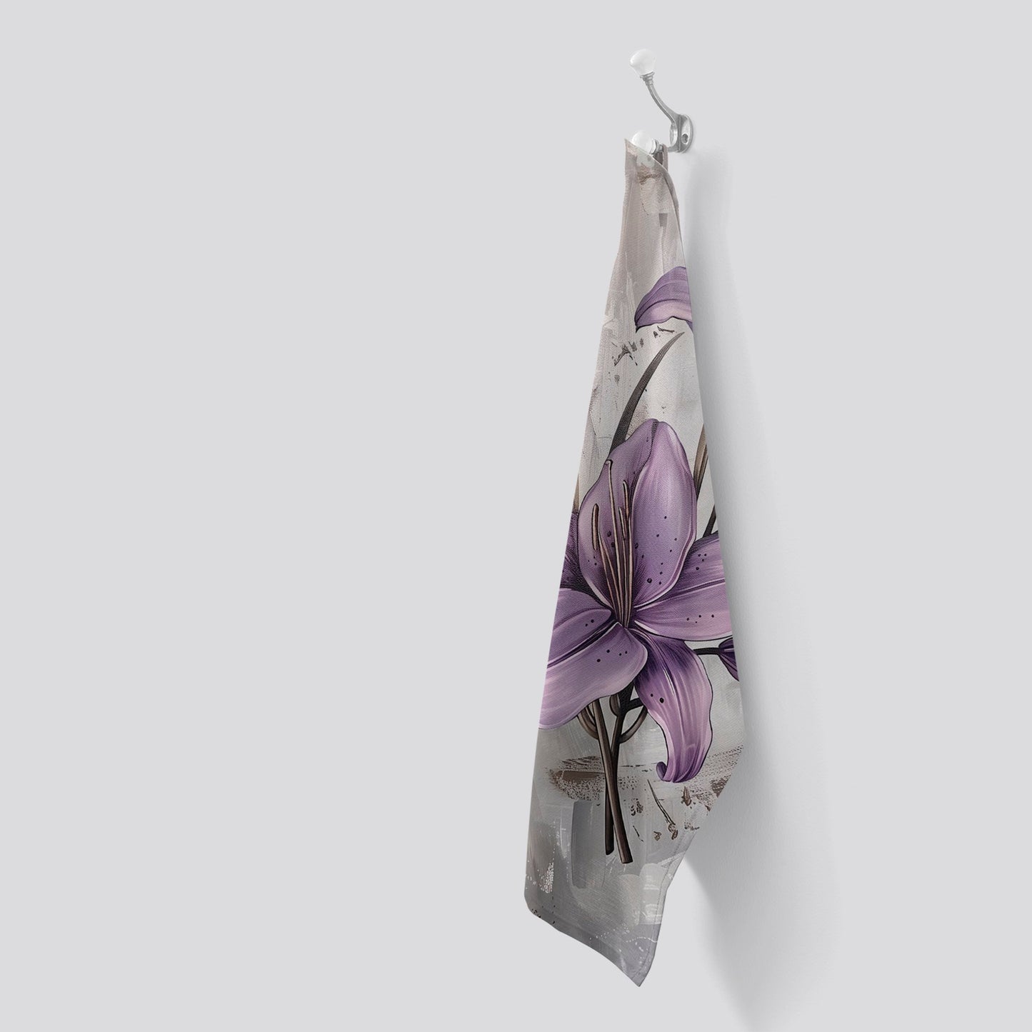 Purple Lilies In Bloom Tea Towel
