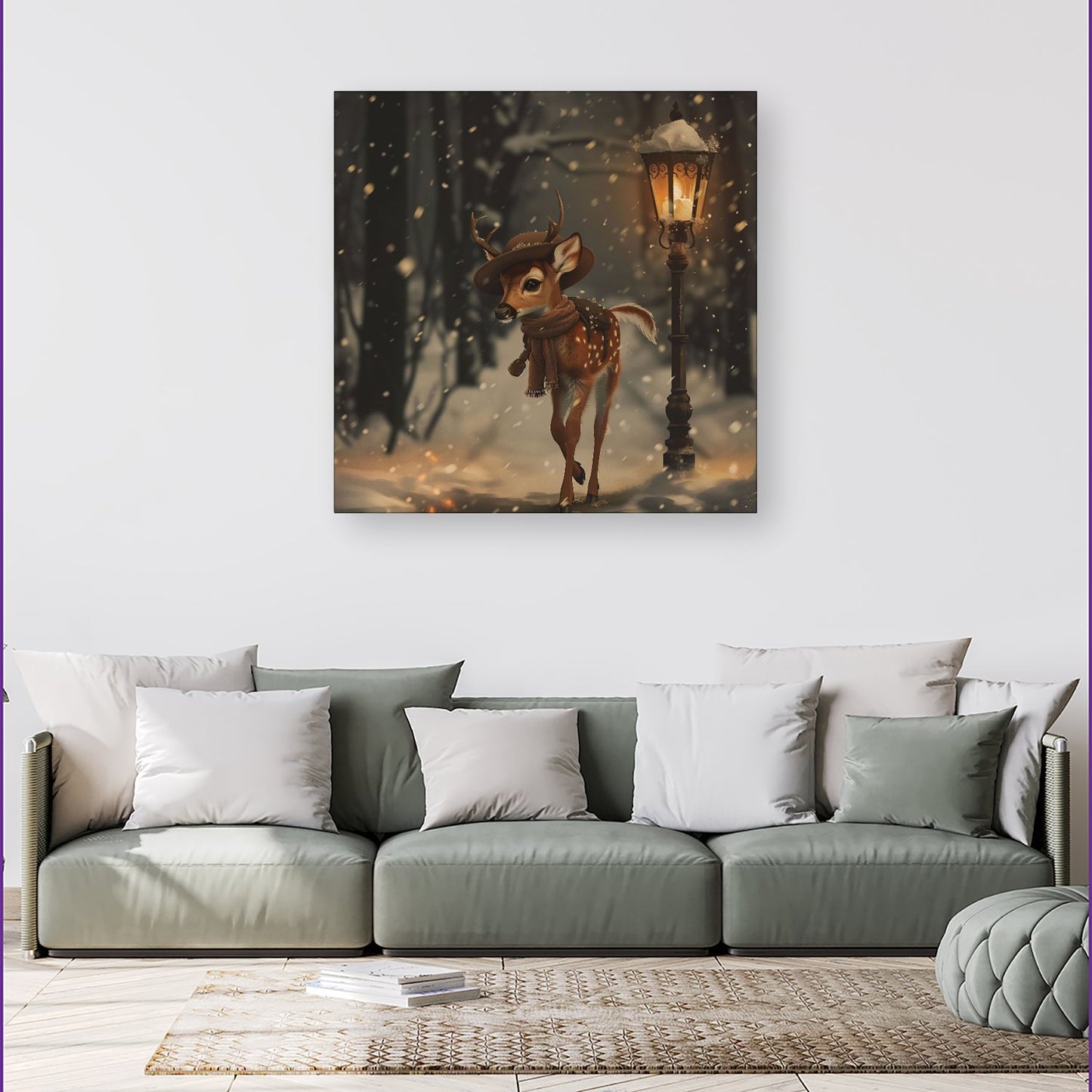 Fawn In A Snowy Scene Canvas