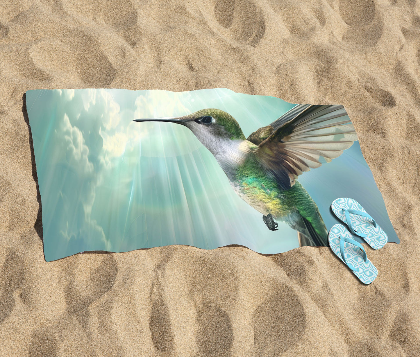 Hummingbird In A Beautiful Sky Beach Towel