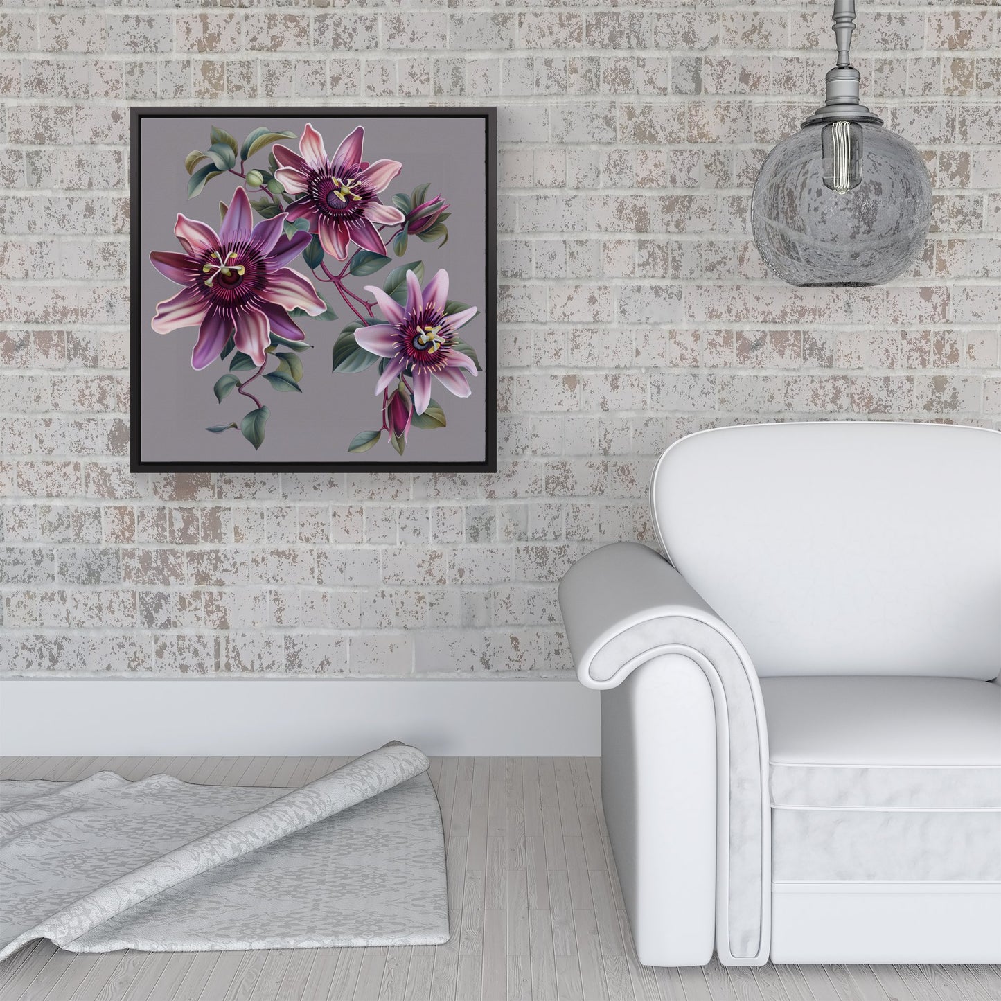Purple Passion Flowers Framed Canvas