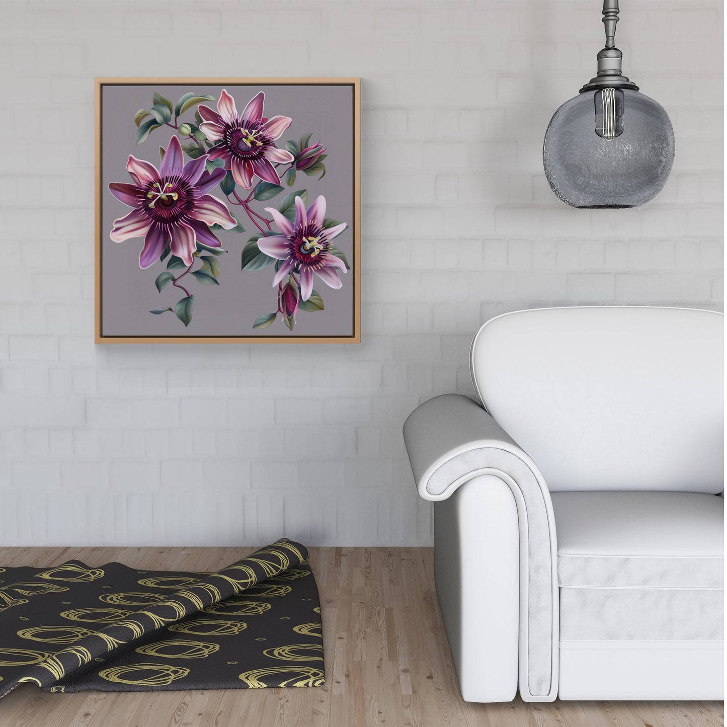 Purple Passion Flowers Framed Canvas