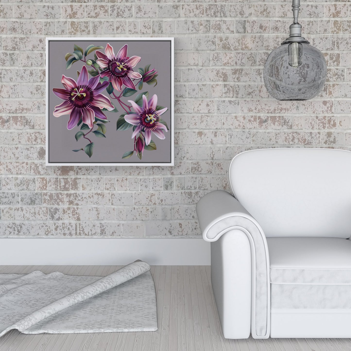Purple Passion Flowers Framed Canvas