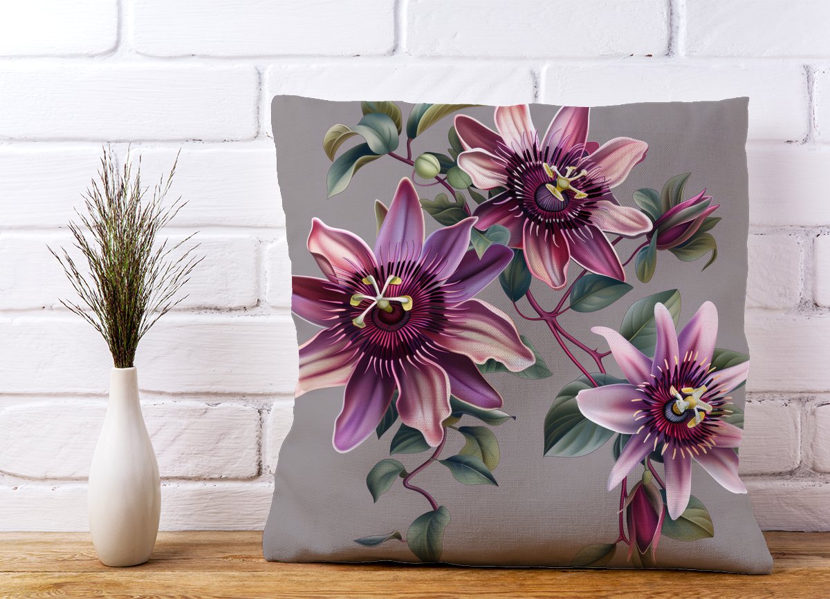 Purple Passion Flowers Cushions