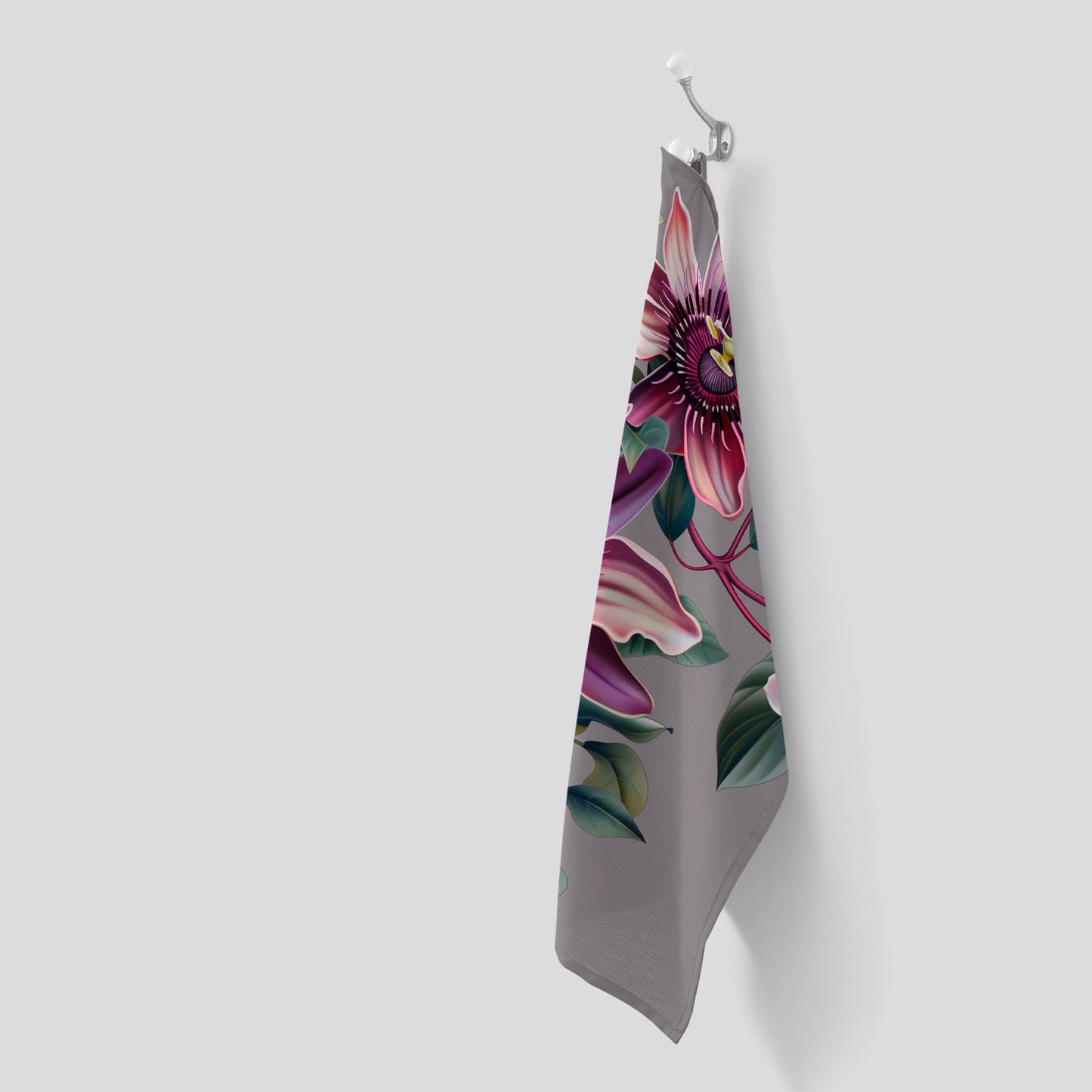 Purple Passion Flowers Tea Towel