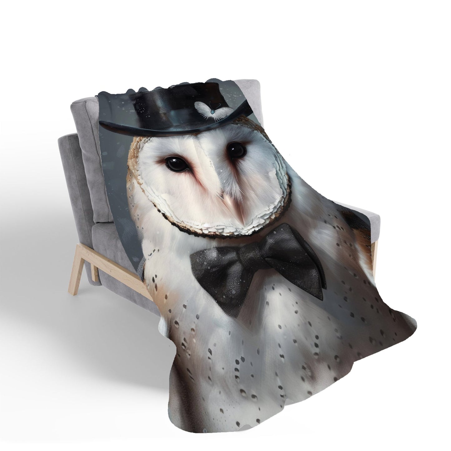 Owl In A Top Hat Sherpa Blanket