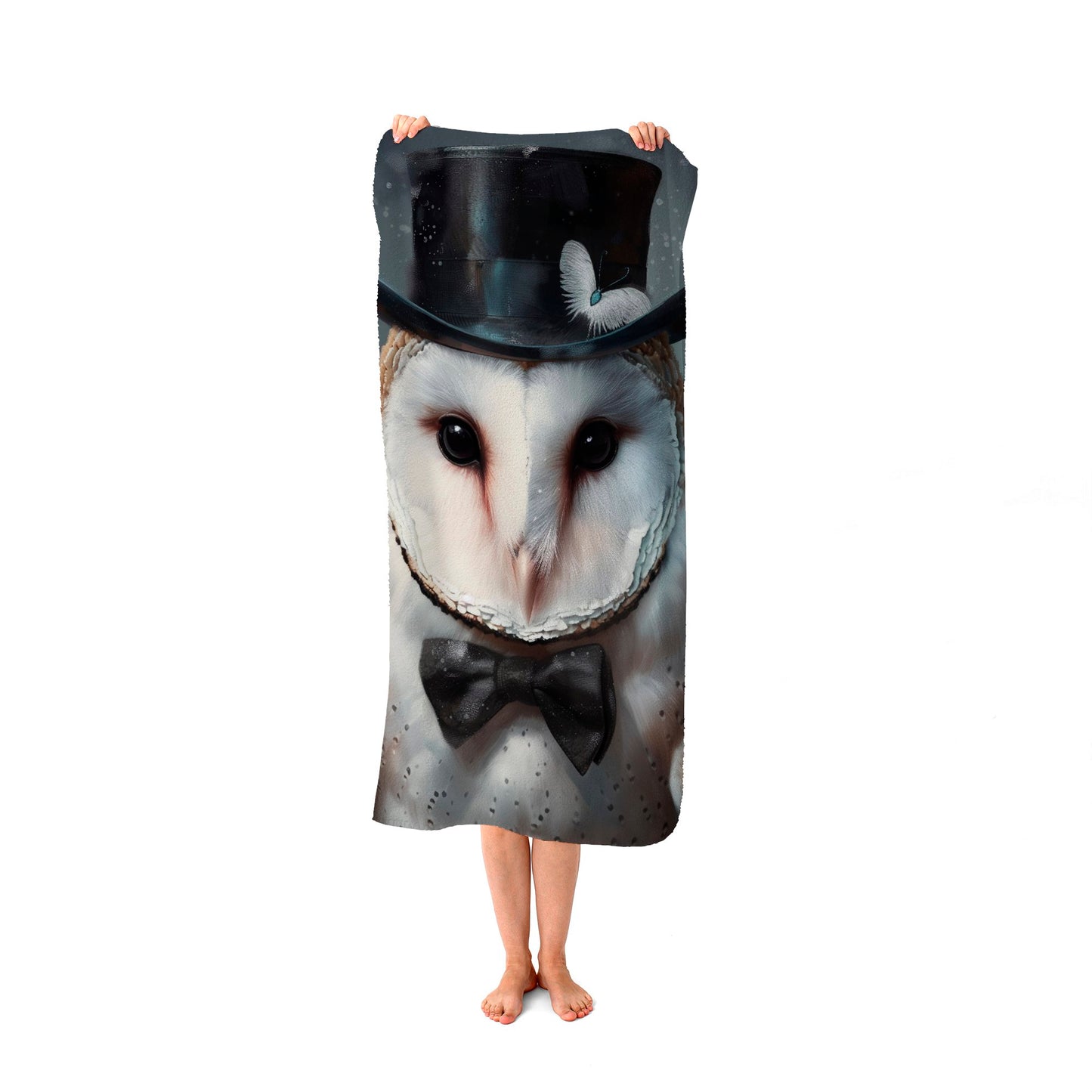 Owl In A Top Hat Beach Towel