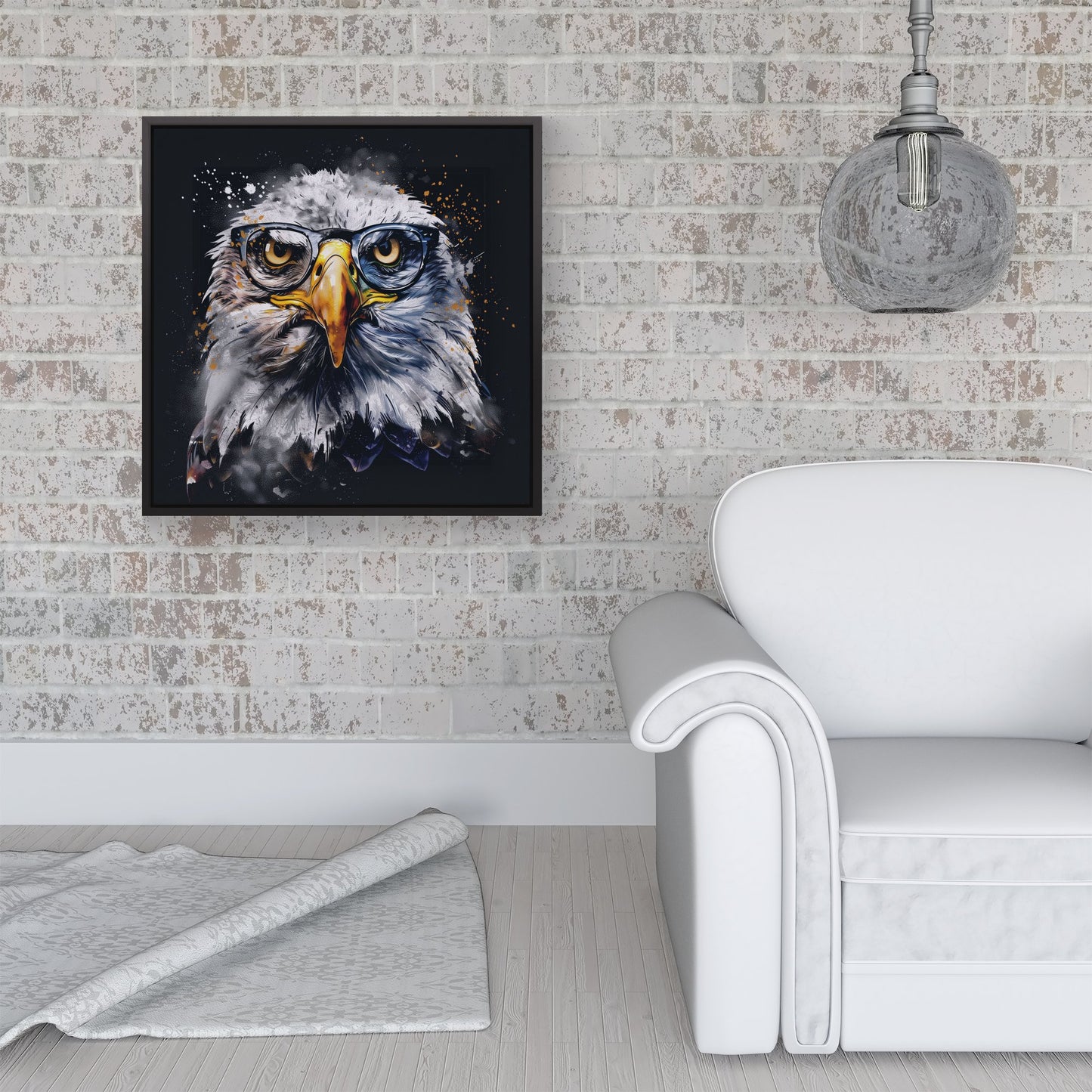 Eagle In Glasses Splashart Framed Canvas
