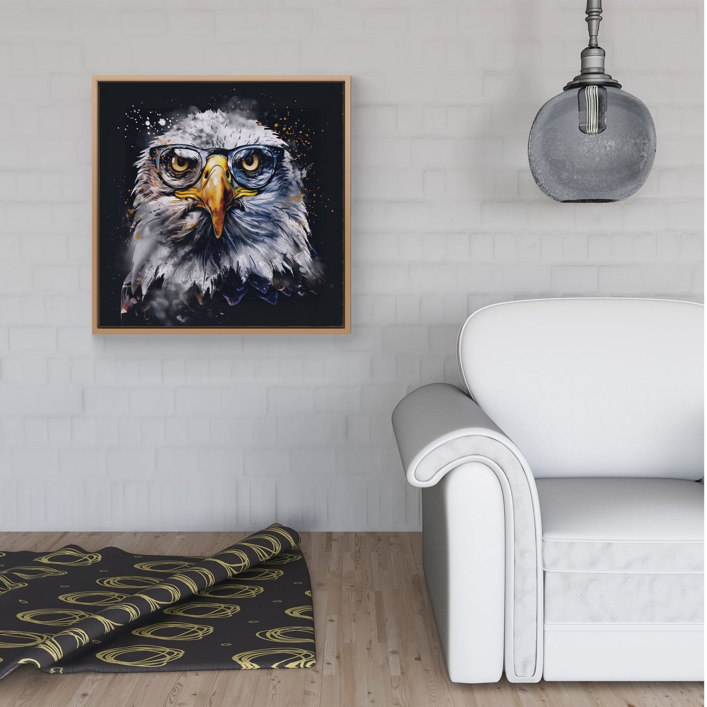 Eagle In Glasses Splashart Framed Canvas