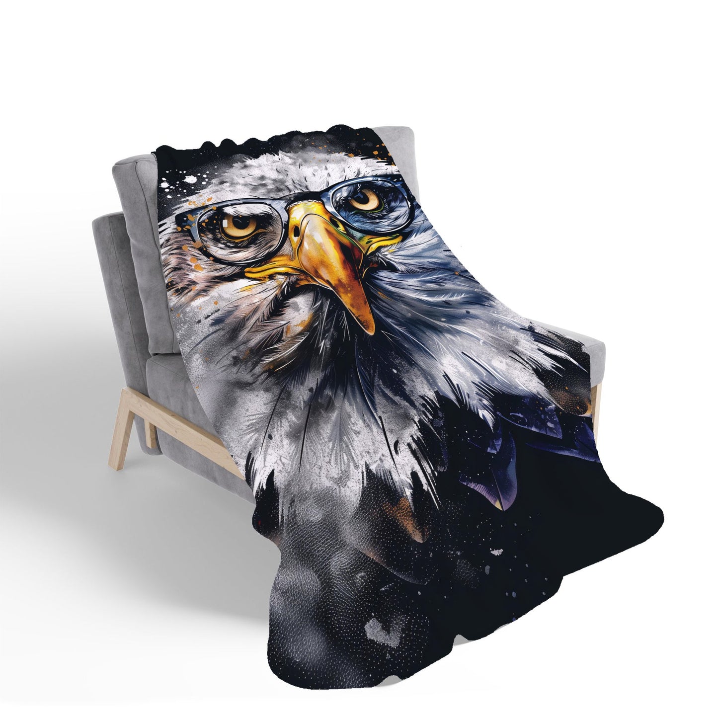 Eagle In Glasses Splashart Sherpa Blanket