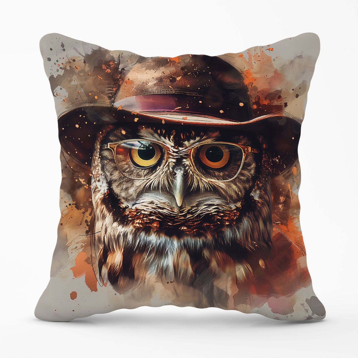 Owl With Hat And Glasses Cushions