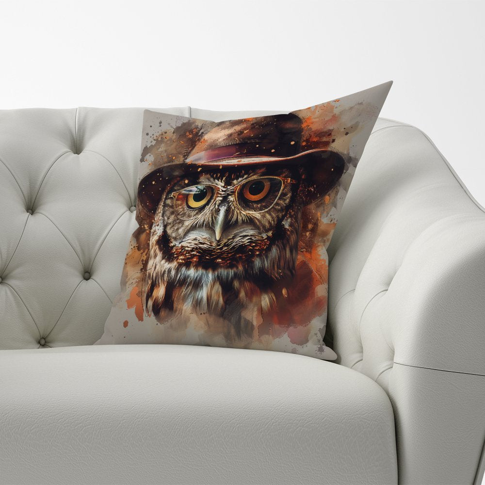Owl With Hat And Glasses Cushions