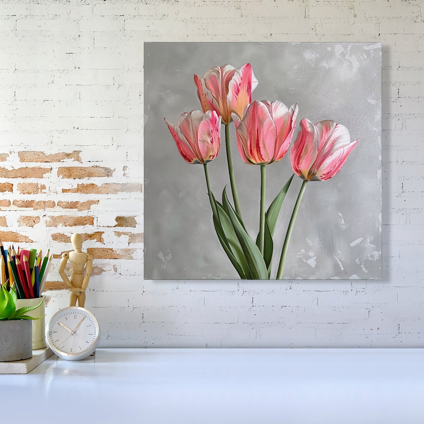 Painted Pink Tulips Canvas