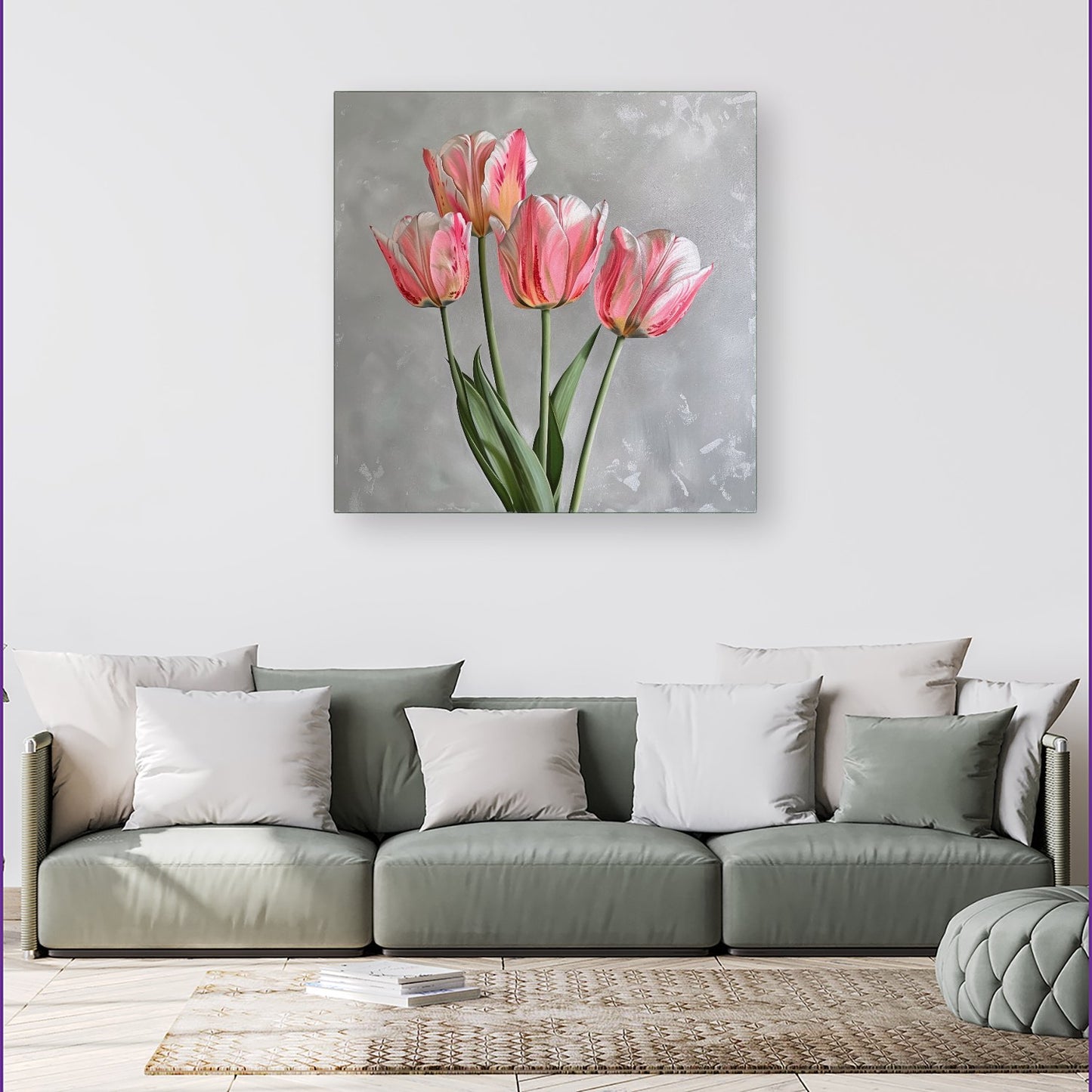 Painted Pink Tulips Canvas