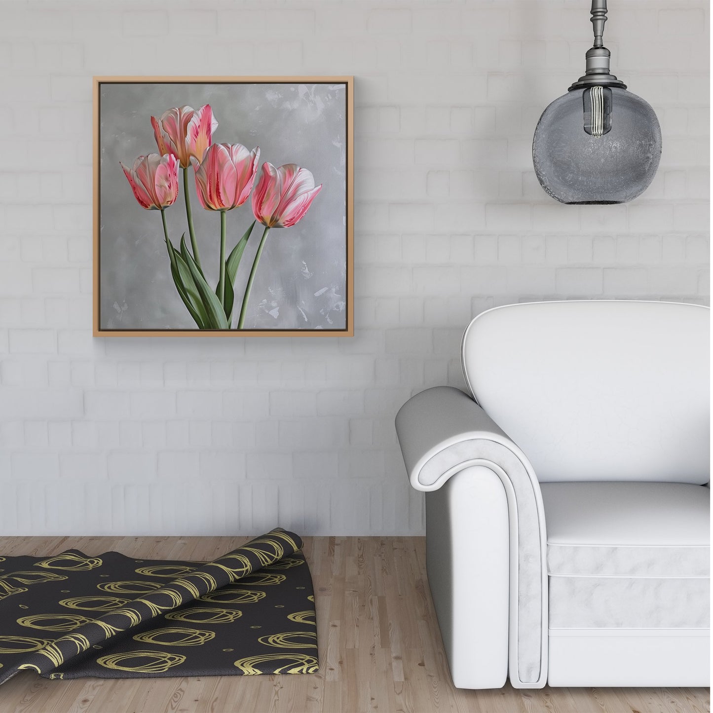 Painted Pink Tulips Framed Canvas