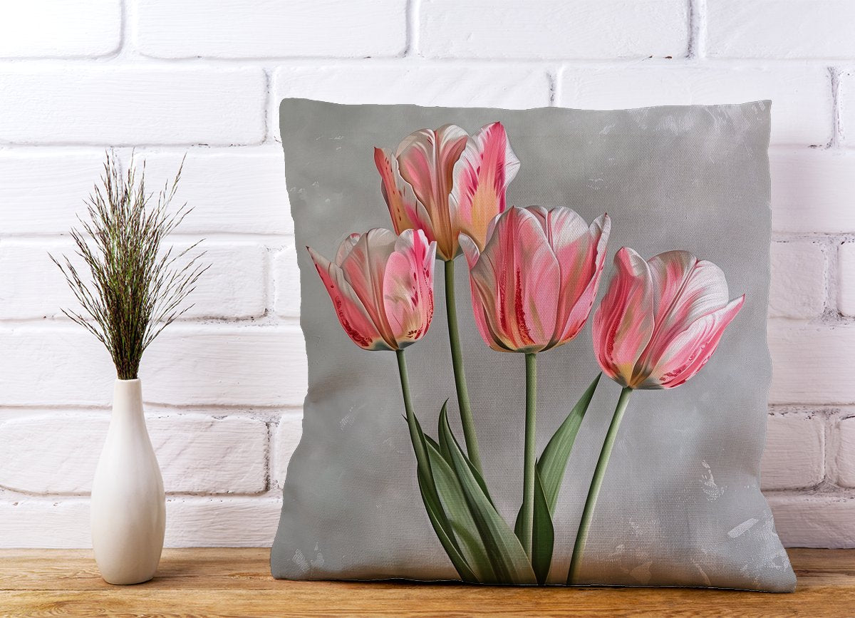 Painted Pink Tulips Cushions
