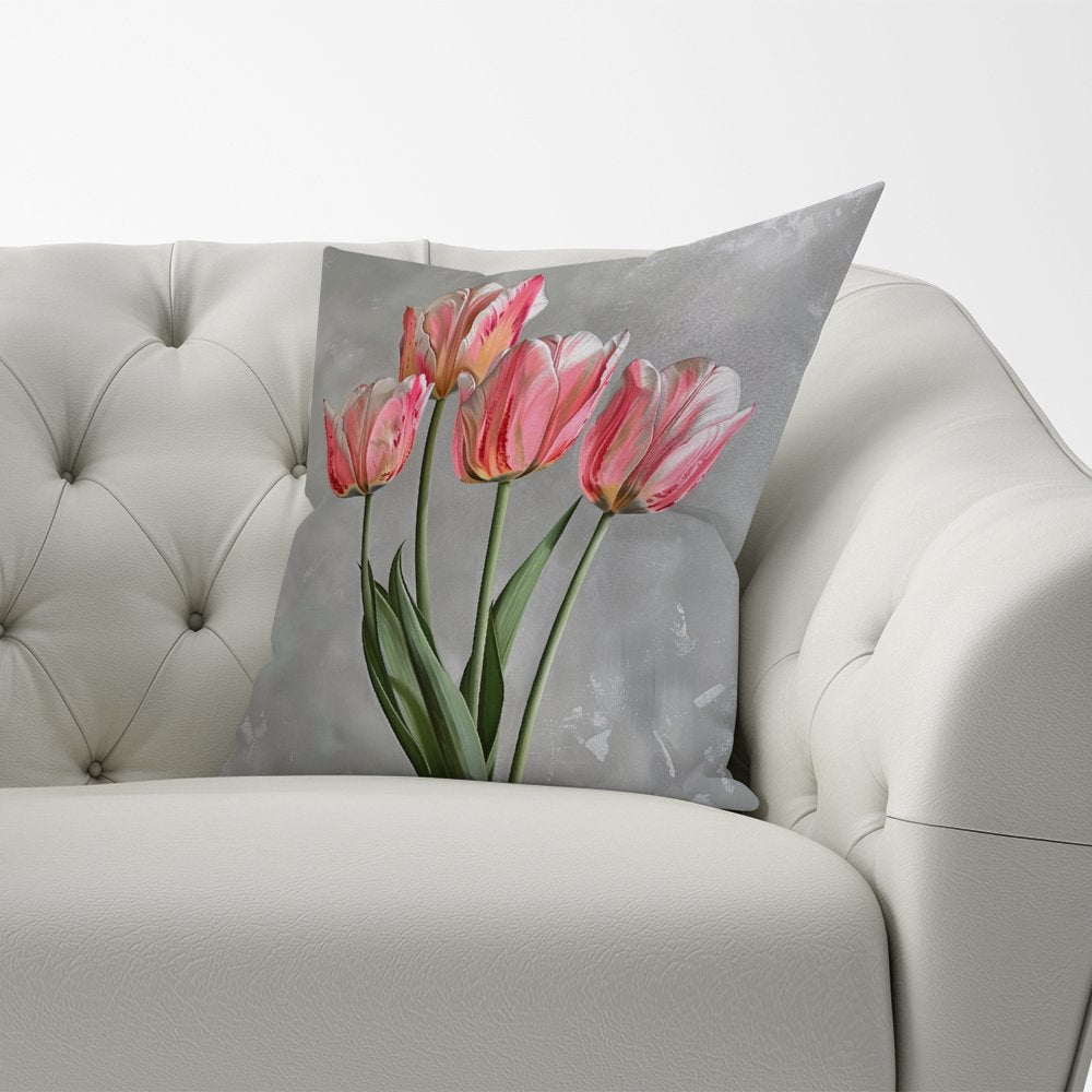 Painted Pink Tulips Cushions