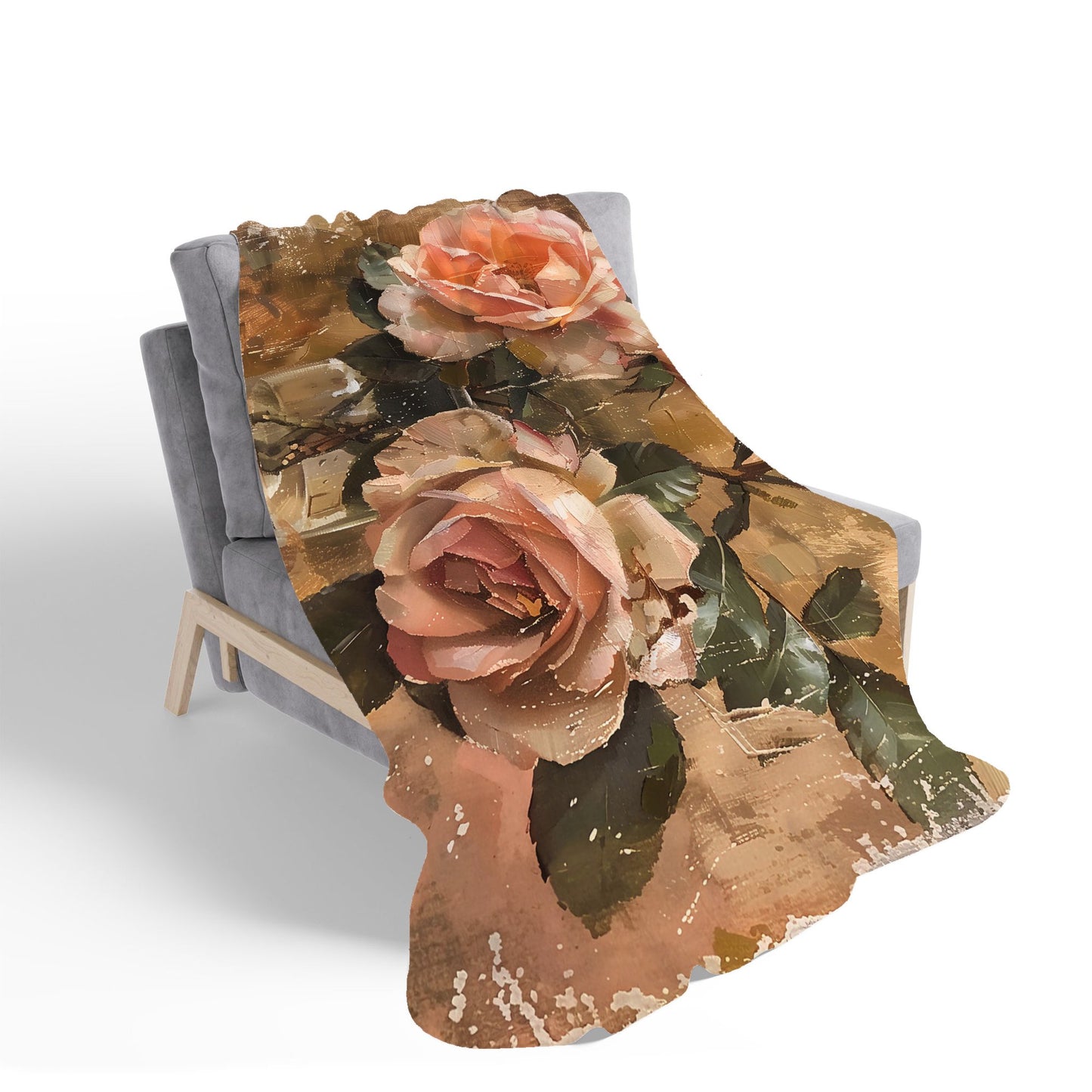 Vintage Roses Sherpa Blanket