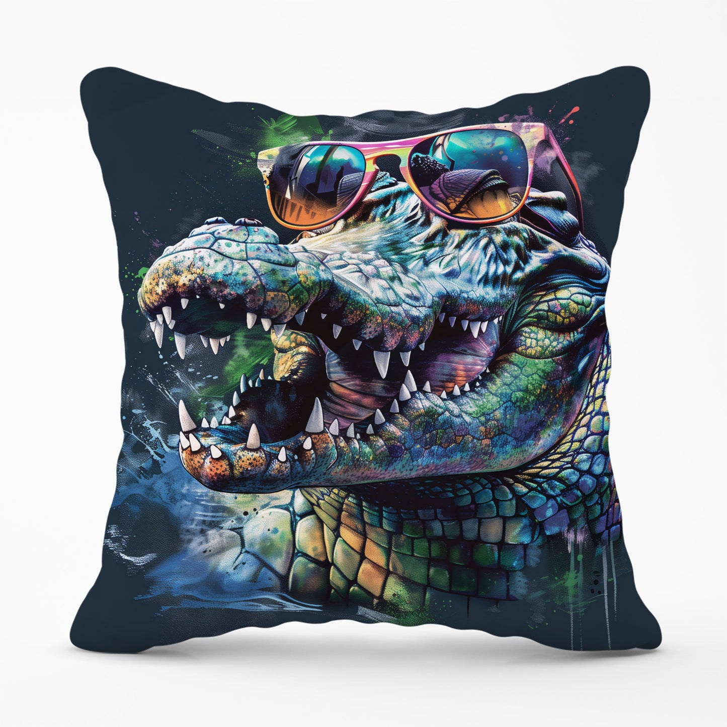Crocodile In Glasses Splashart Cushions