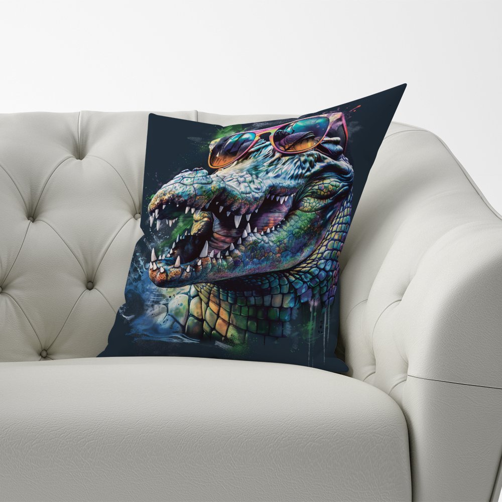 Crocodile In Glasses Splashart Cushions