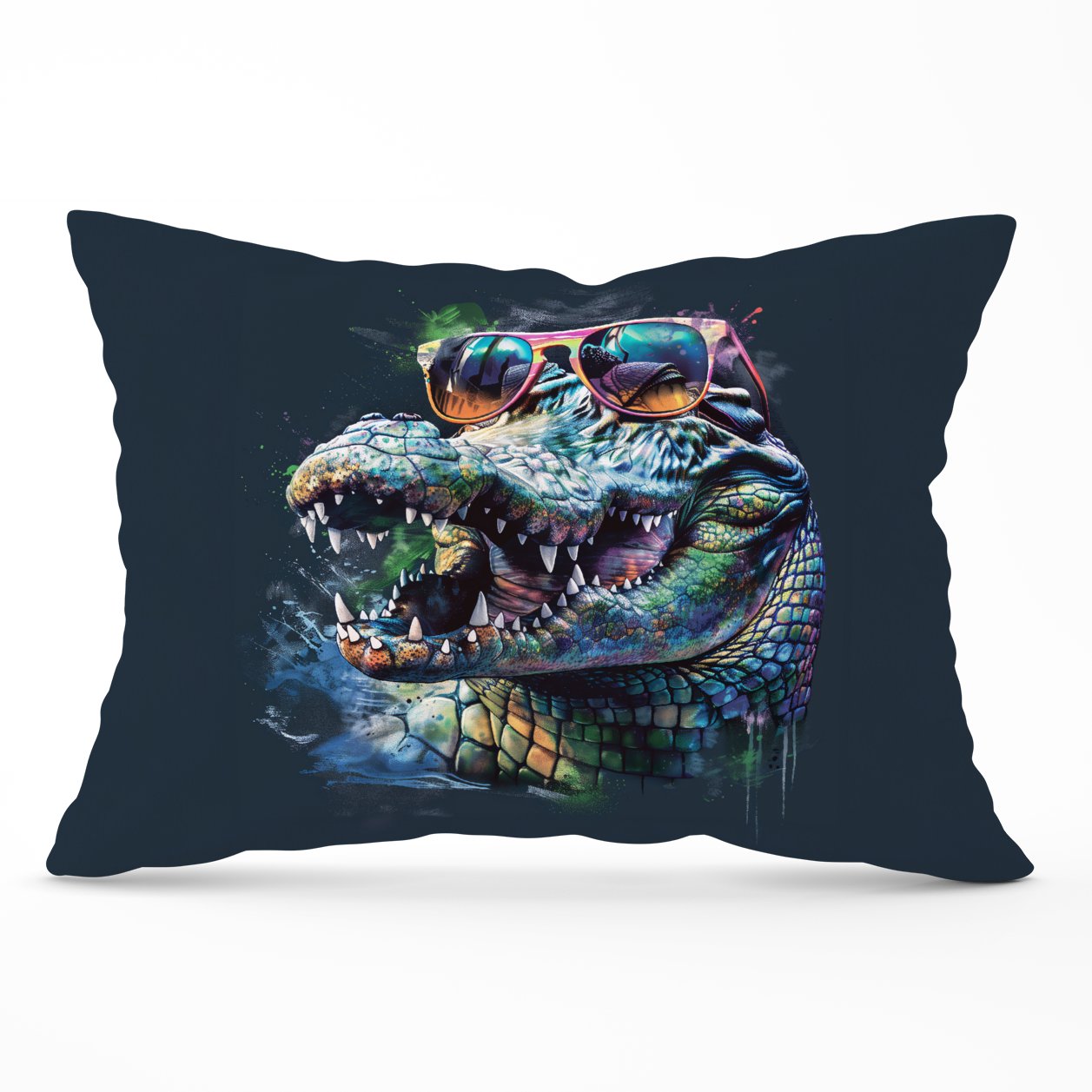 Crocodile In Glasses Splashart Cushions