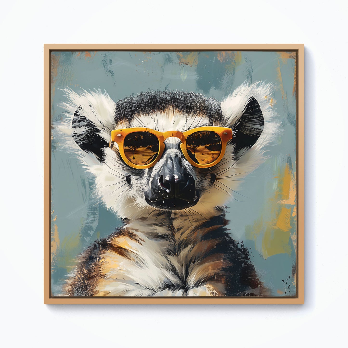 Lemur In Glasses Framed Canvas