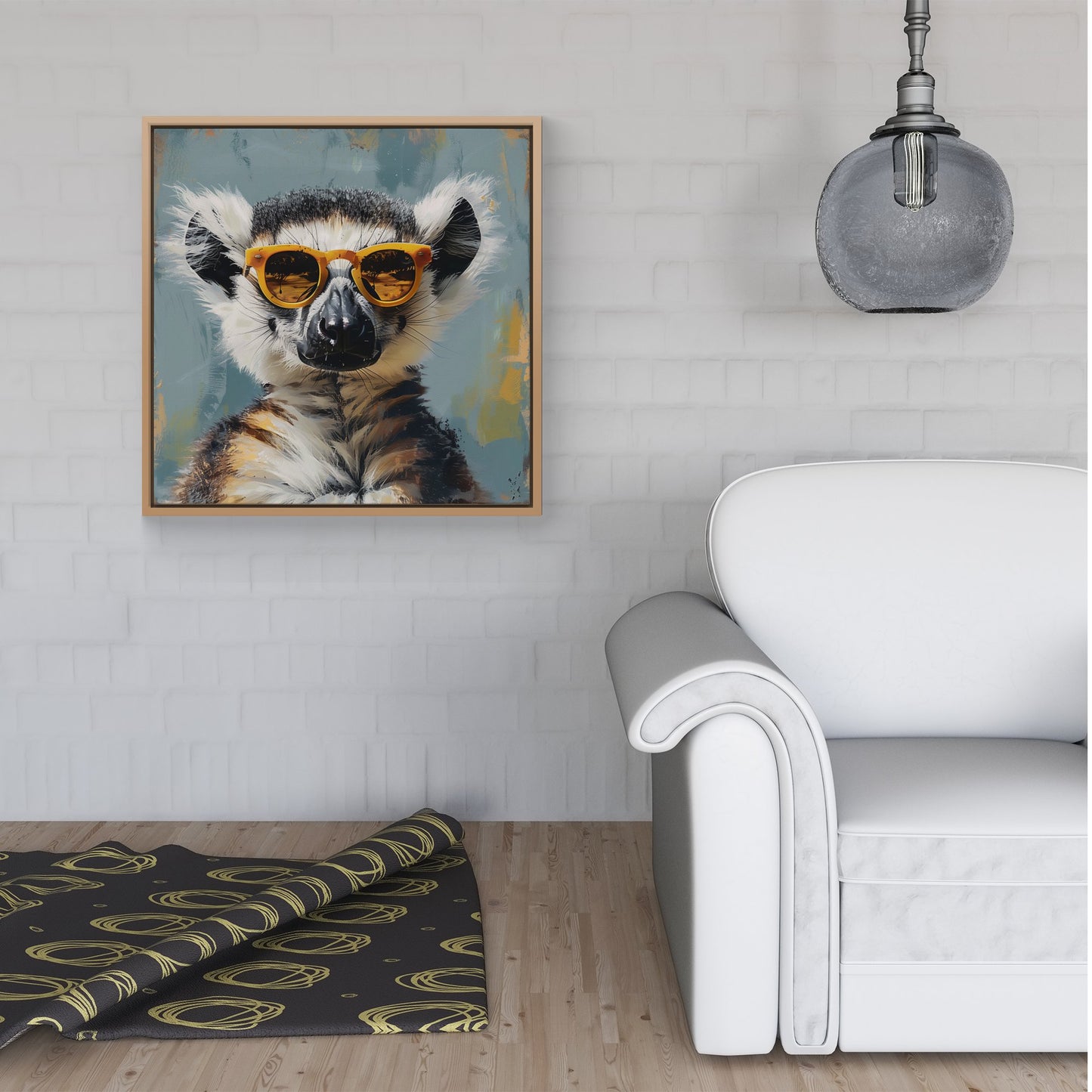 Lemur In Glasses Framed Canvas