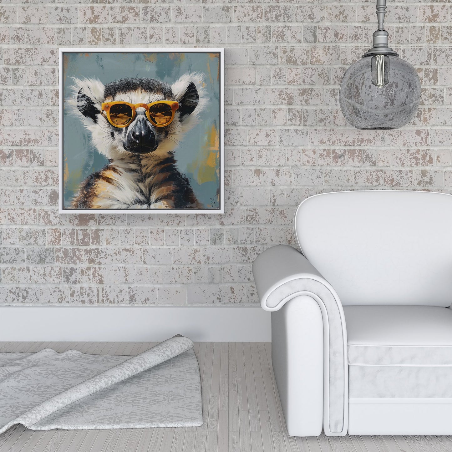 Lemur In Glasses Framed Canvas