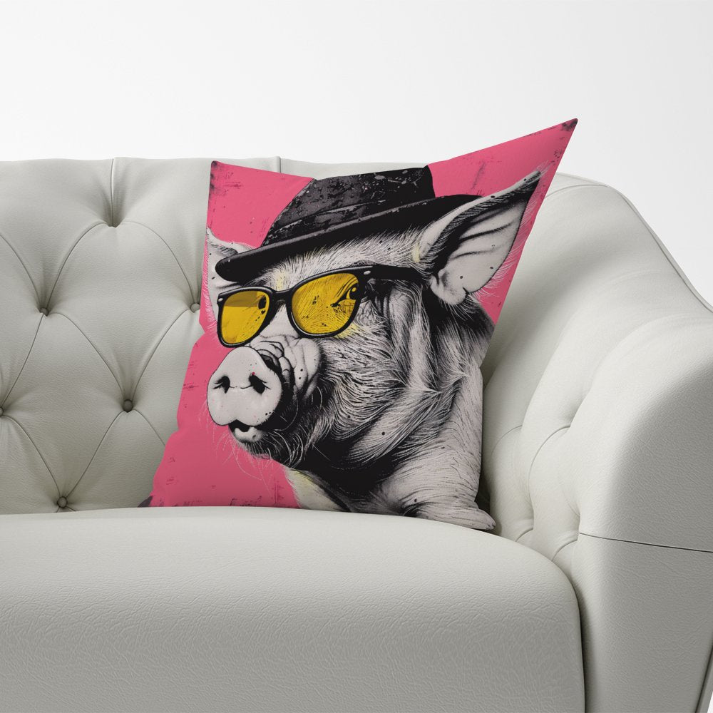 Pig In A Hat And Glasses Cushions