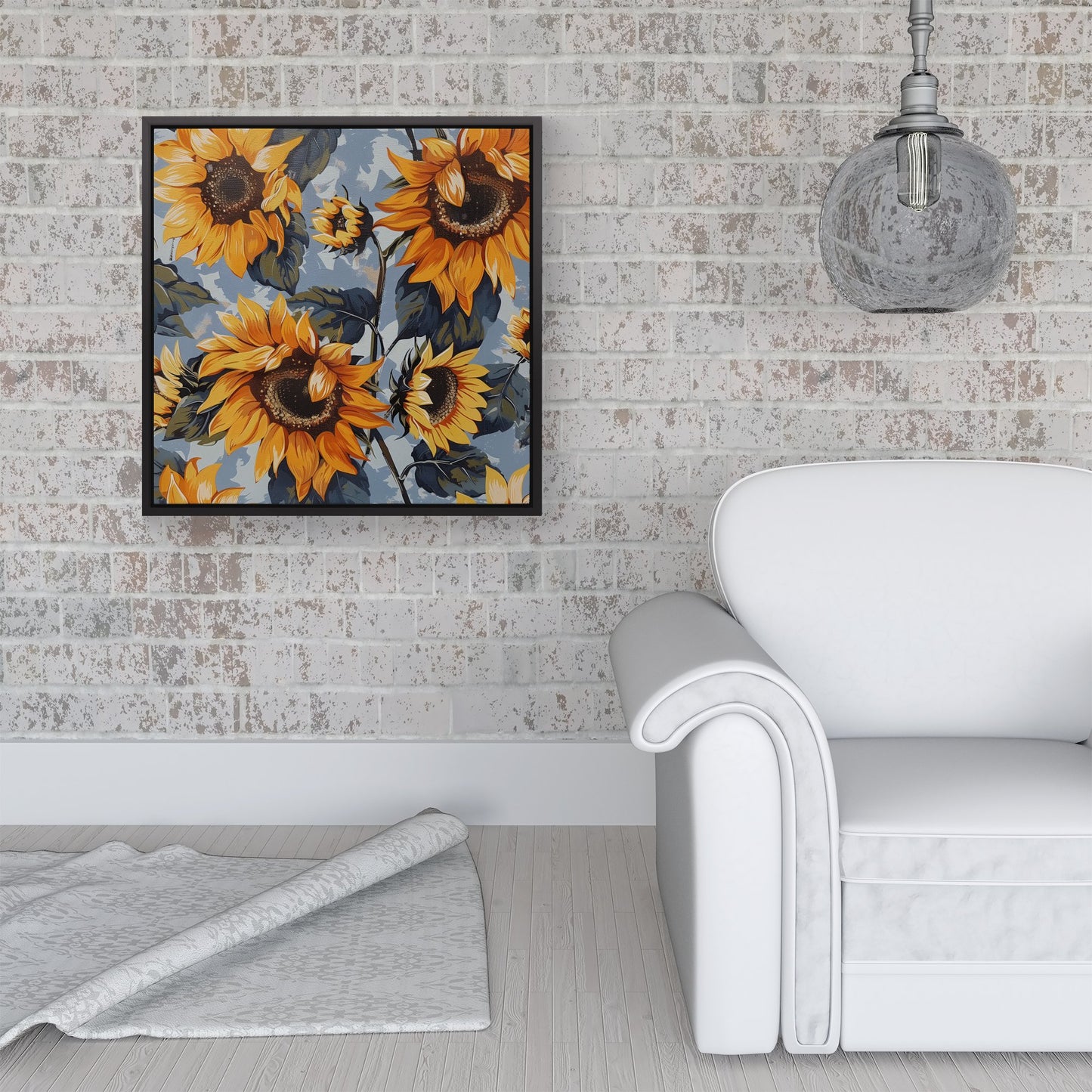 Sunflowers On A Sunny Day Framed Canvas