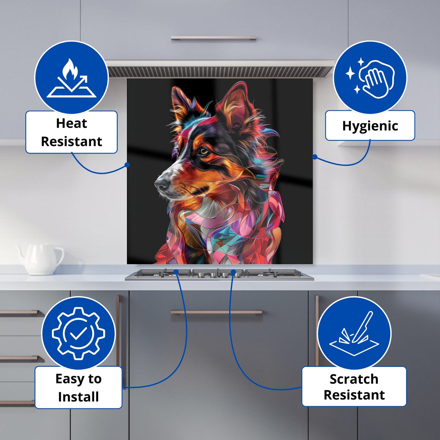 Colorful Collie Dreams Kitchen Splashback