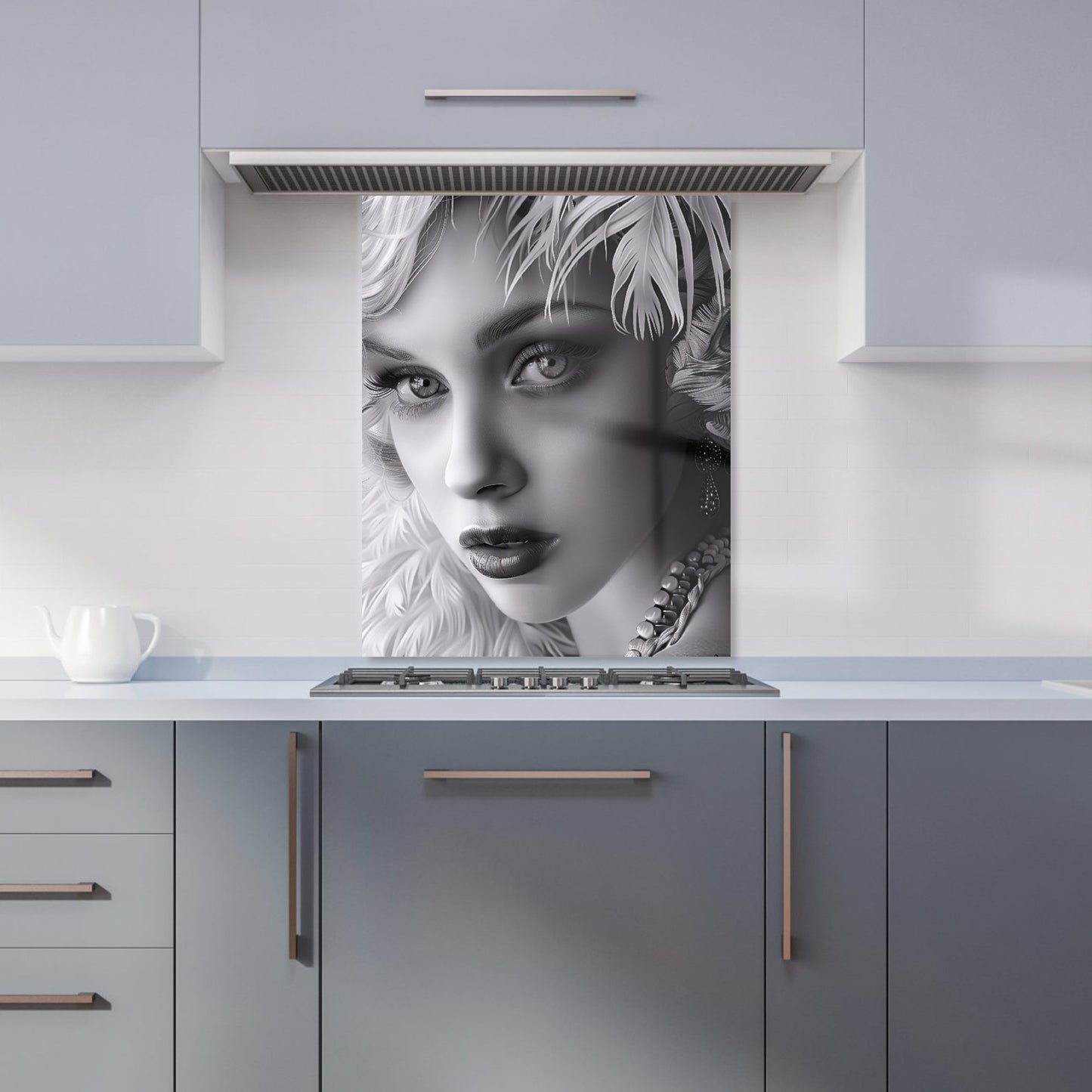 Glamorous Monochrome Diva Kitchen Splashback