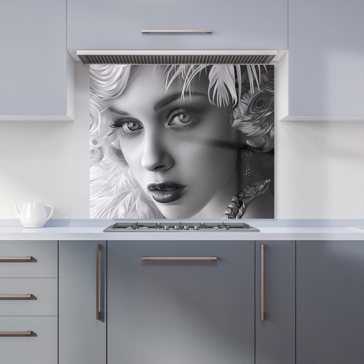 Glamorous Monochrome Diva Kitchen Splashback