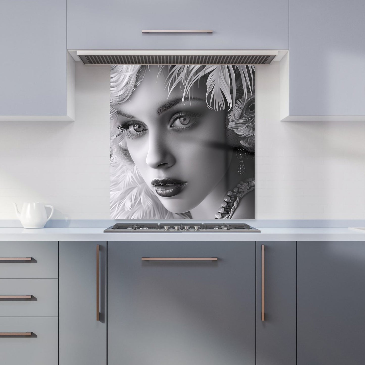 Glamorous Monochrome Diva Kitchen Splashback