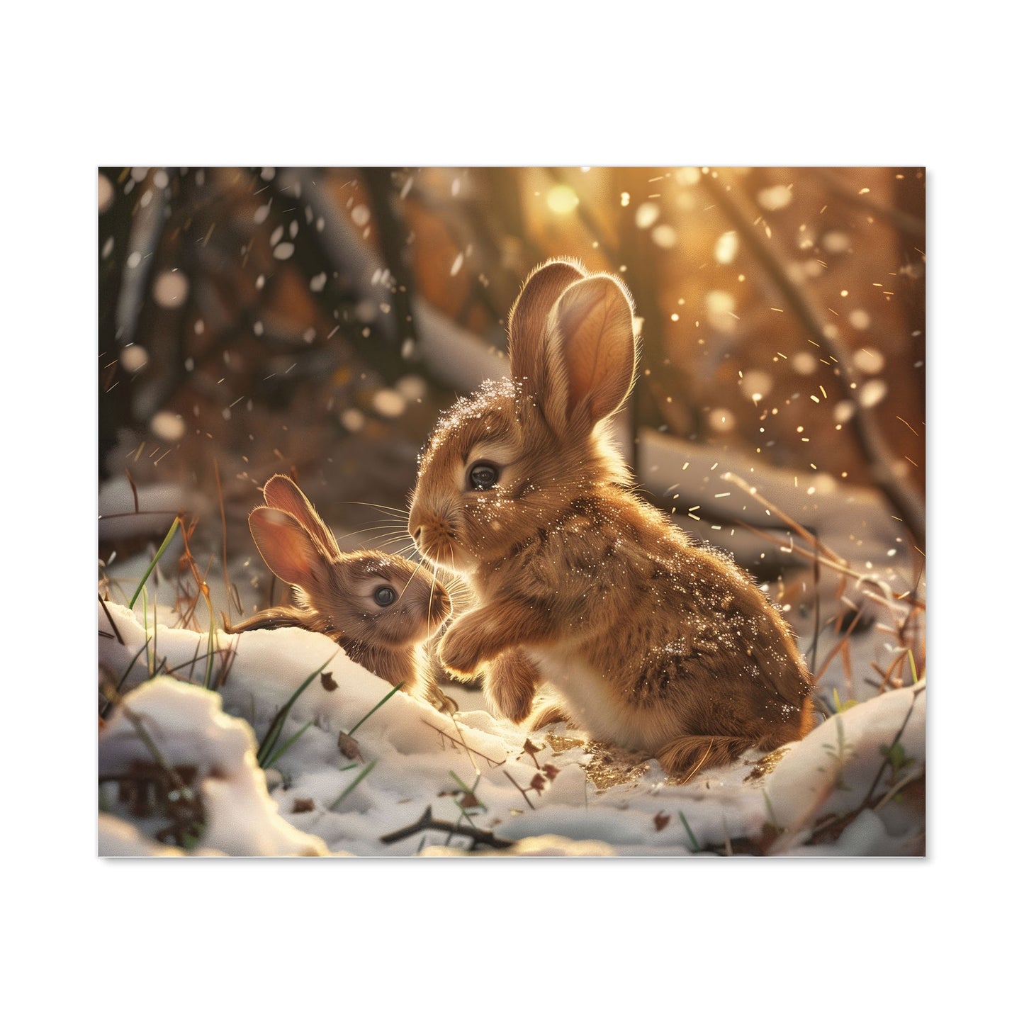 Winter Woodland Rabbits Kitchen Splashback