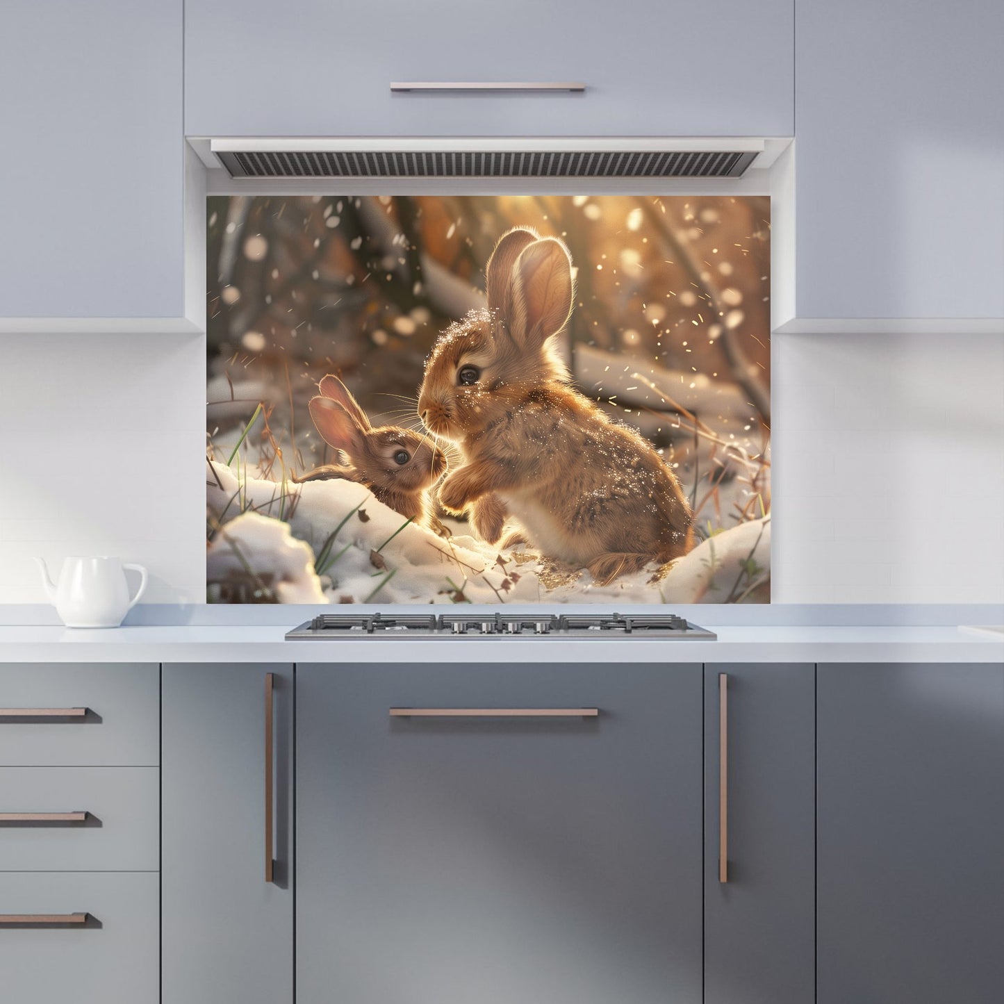 Winter Woodland Rabbits Kitchen Splashback