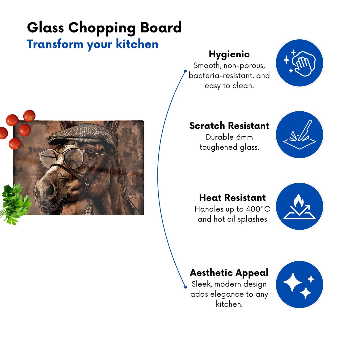 Dapper Horse With Tweed Cap Chopping Board