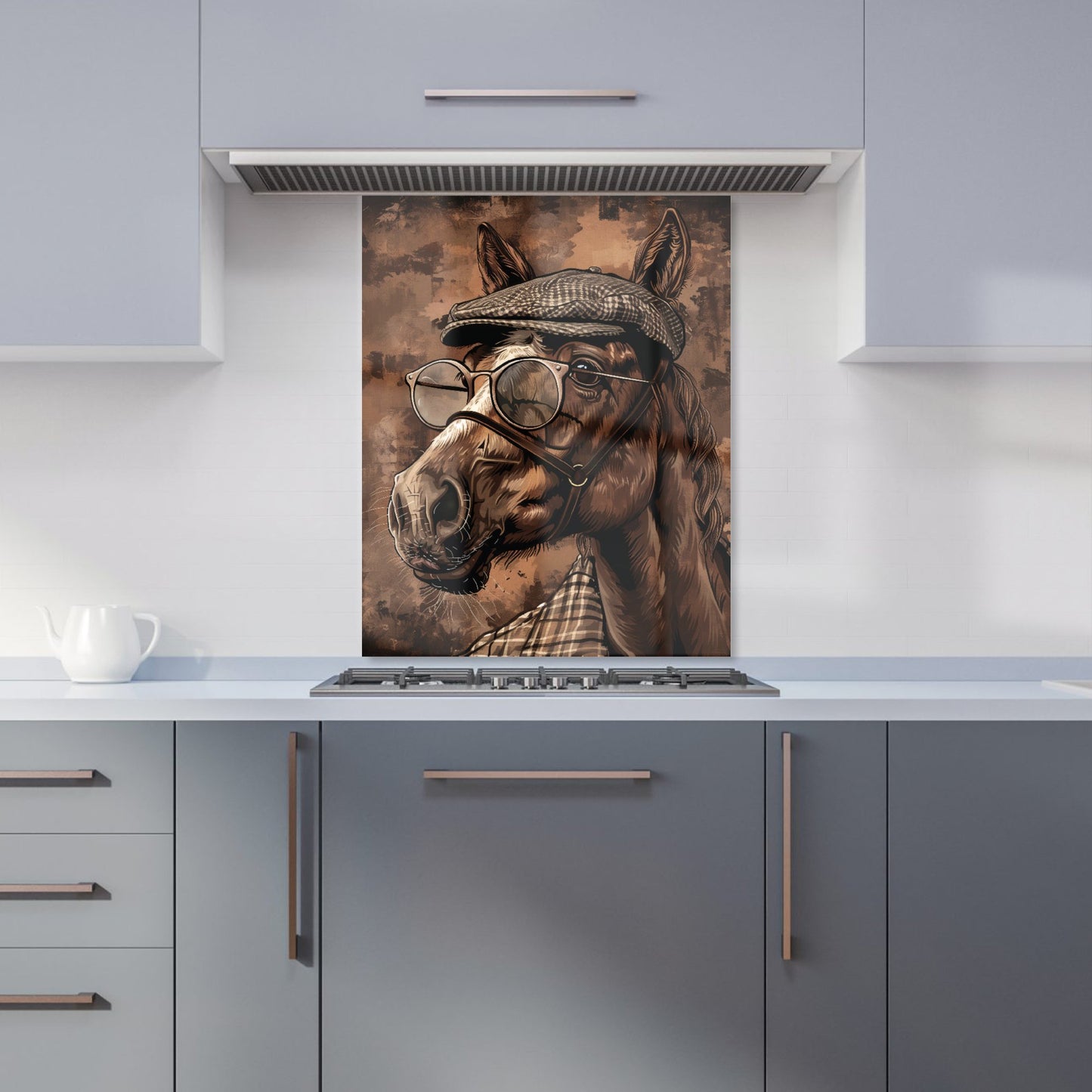 Dapper Horse with Tweed Cap Kitchen Splashback