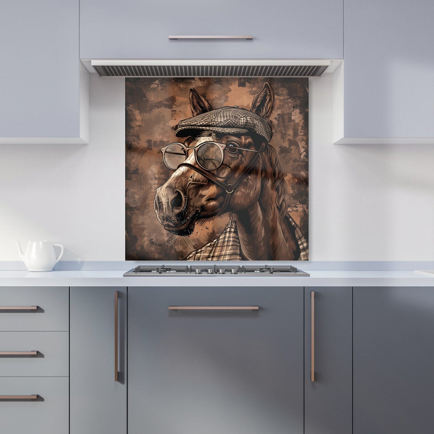 Dapper Horse with Tweed Cap Kitchen Splashback