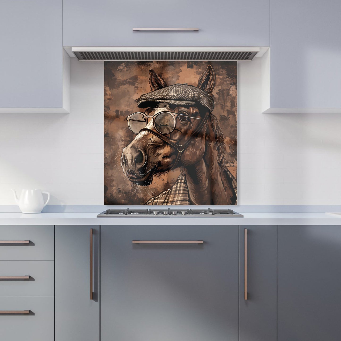 Dapper Horse with Tweed Cap Kitchen Splashback