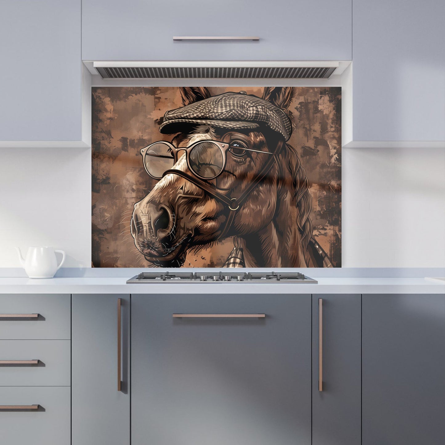 Dapper Horse with Tweed Cap Kitchen Splashback
