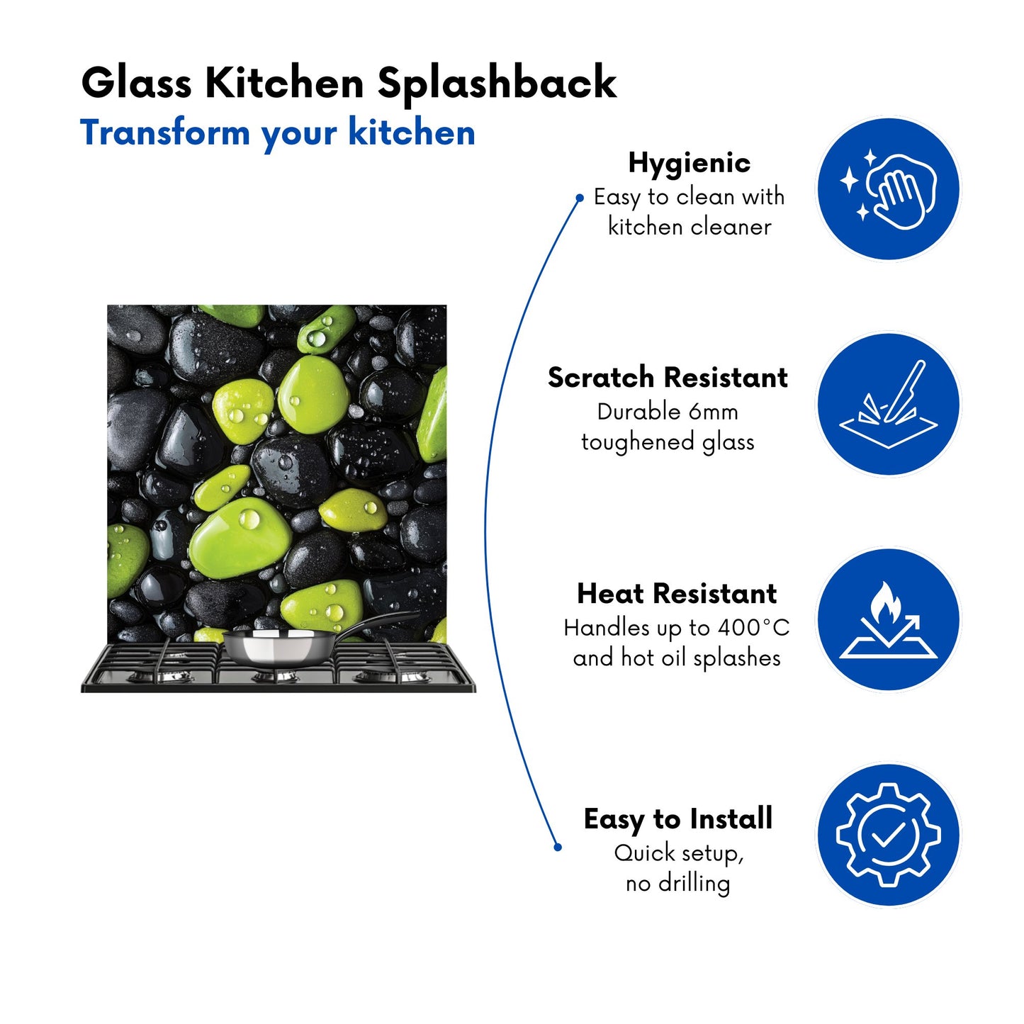 Lime and Charcoal Pebble Harmony Kitchen Splashback
