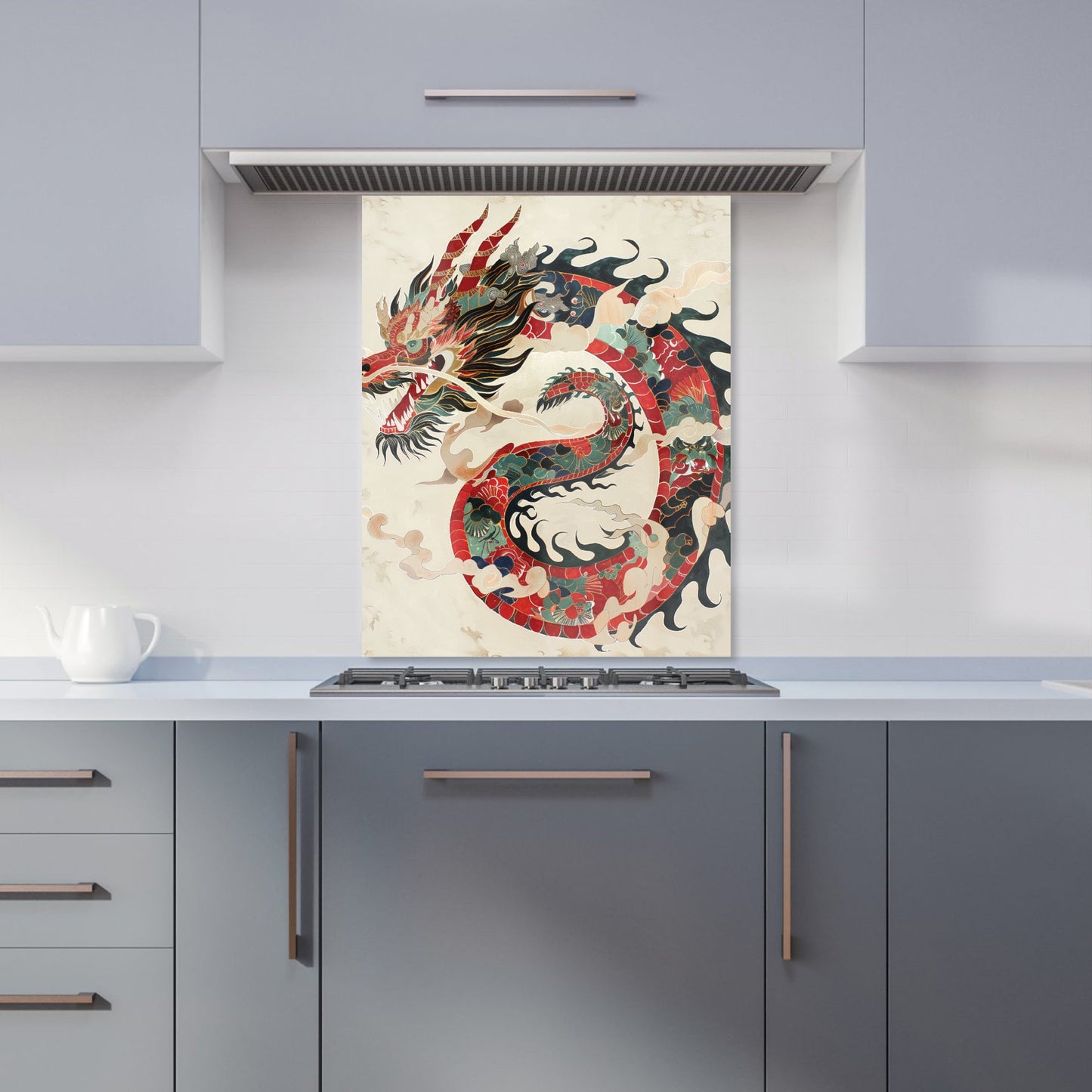 Majestic Chinese Dragon Swirl Kitchen Splashback