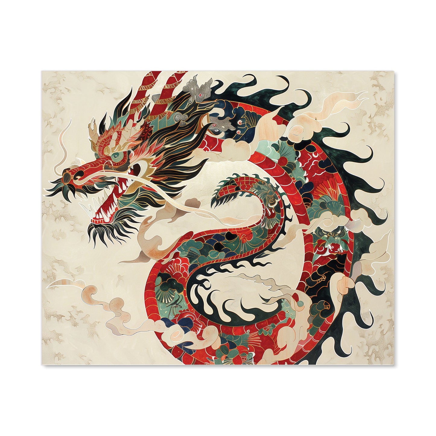 Majestic Chinese Dragon Swirl Kitchen Splashback