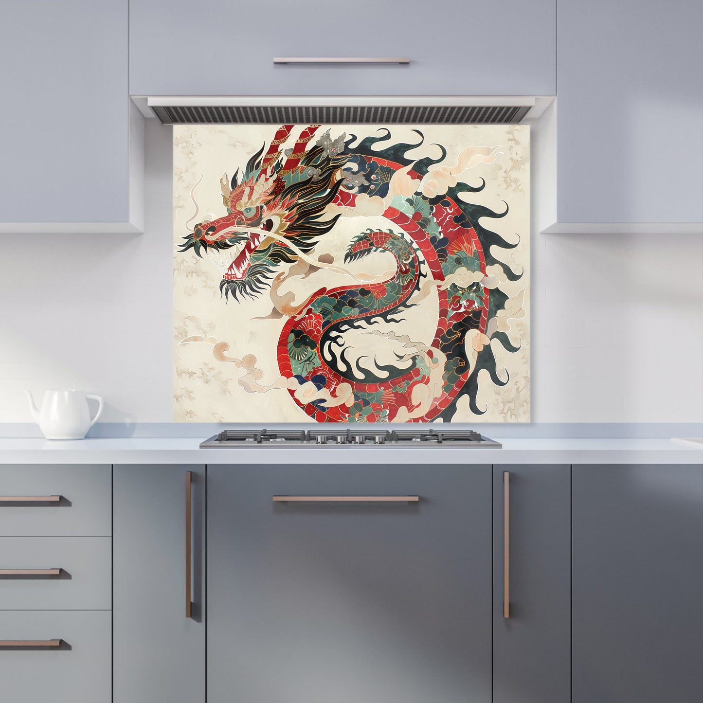 Majestic Chinese Dragon Swirl Kitchen Splashback