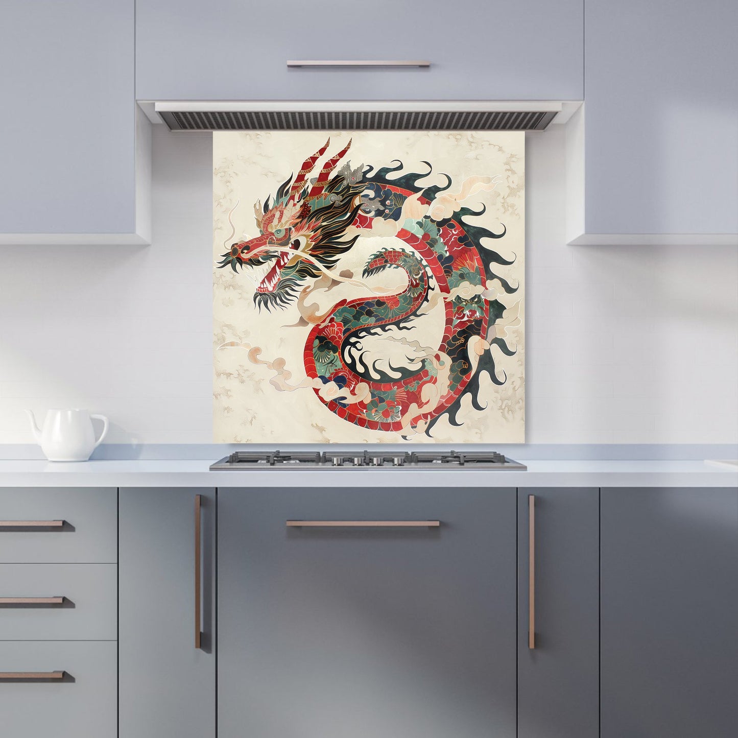 Majestic Chinese Dragon Swirl Kitchen Splashback