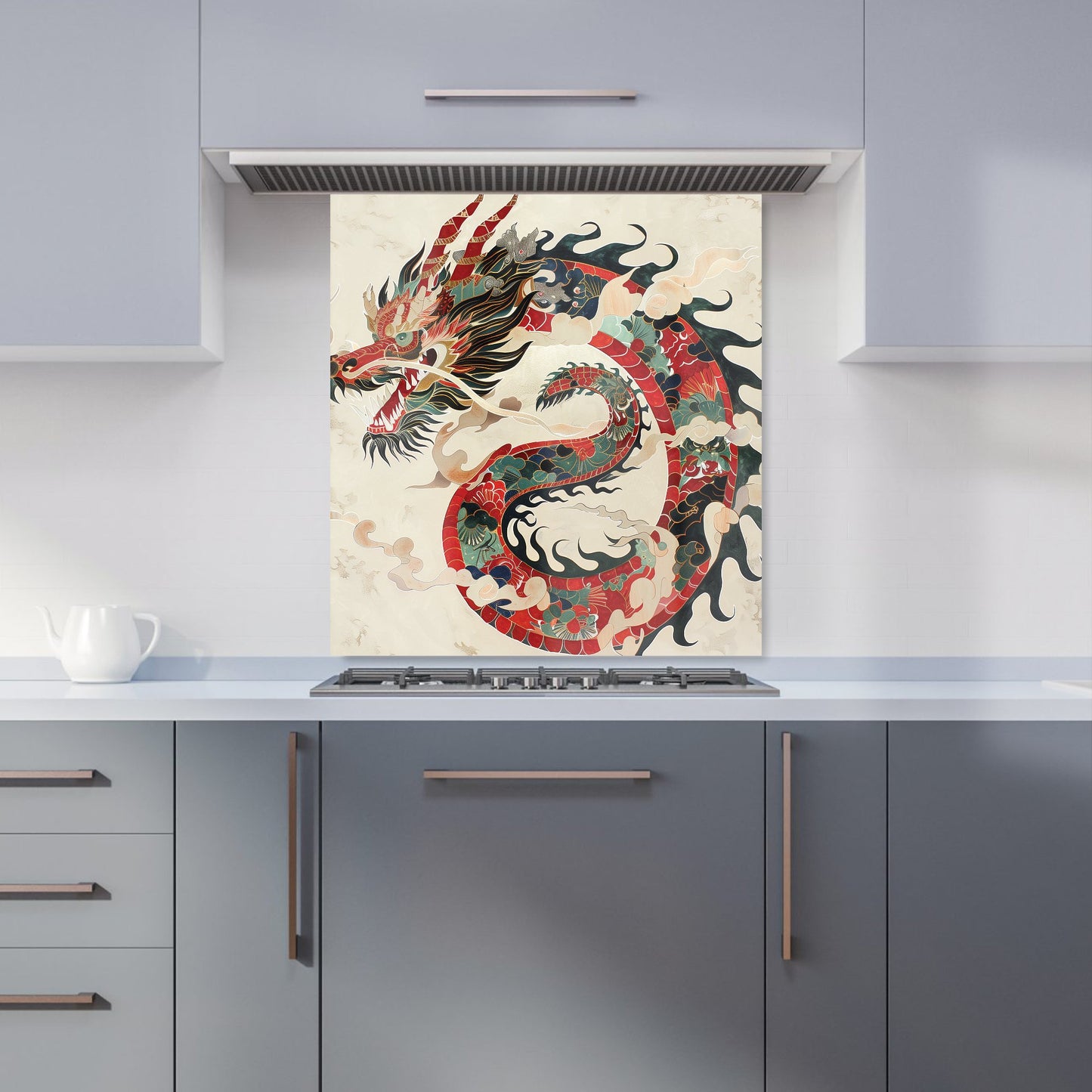 Majestic Chinese Dragon Swirl Kitchen Splashback