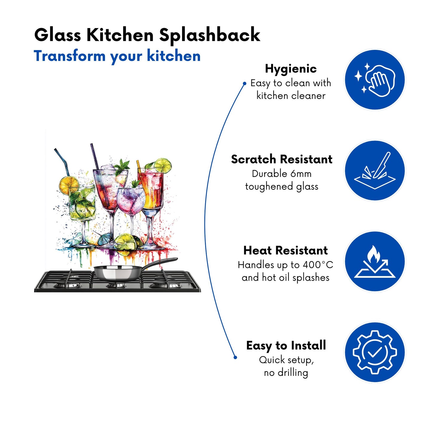 Vibrant Cocktail Splash Kitchen Splashback