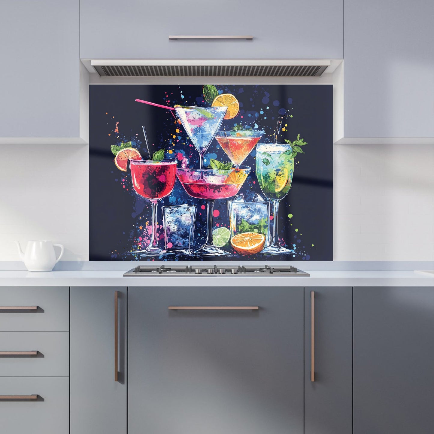 Nighttime Cocktail Splash Kitchen Splashback