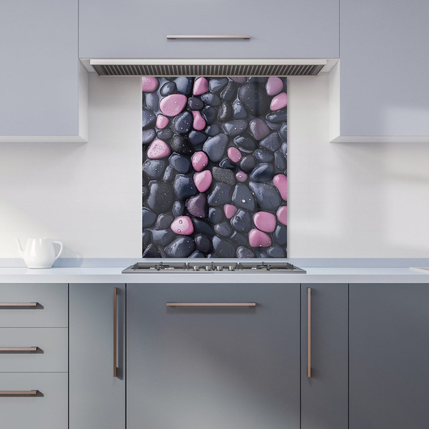 Blush and Charcoal Pebble Mix Kitchen Splashback