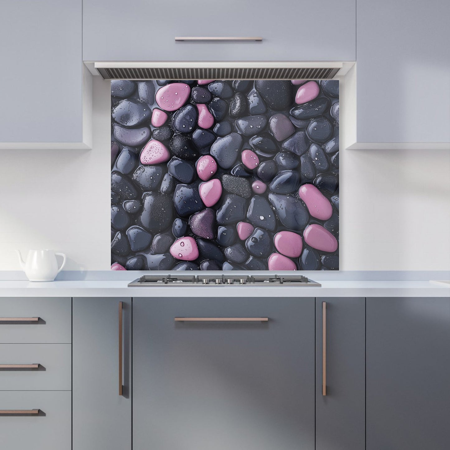 Blush and Charcoal Pebble Mix Kitchen Splashback